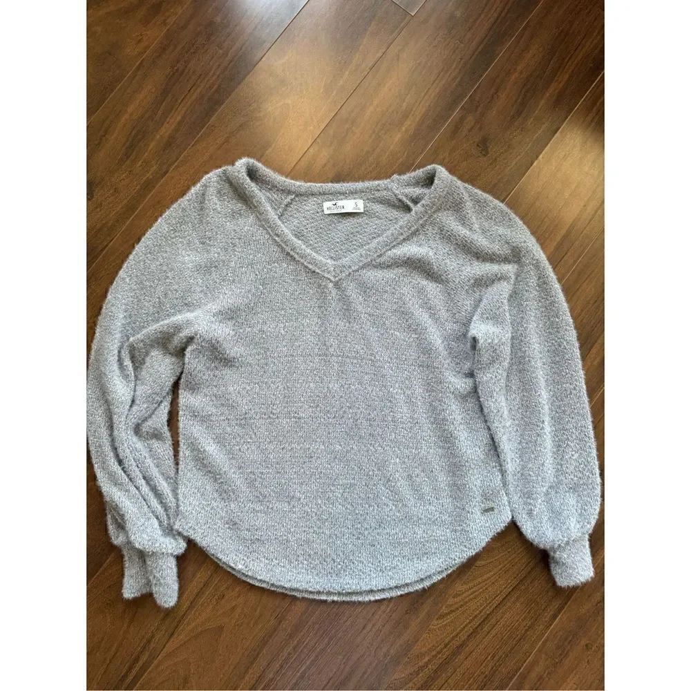 HollisterโSโvโneckโgreyโoversizedโknitโsweater